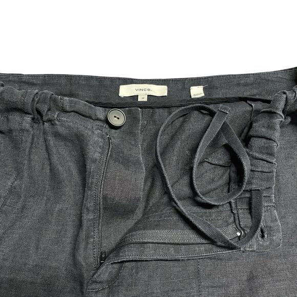 VINCE 100% Hemp Relaxed Wide-Leg Utility Pants in Dark Night Lake Black Size 14 - Picture 2 of 8